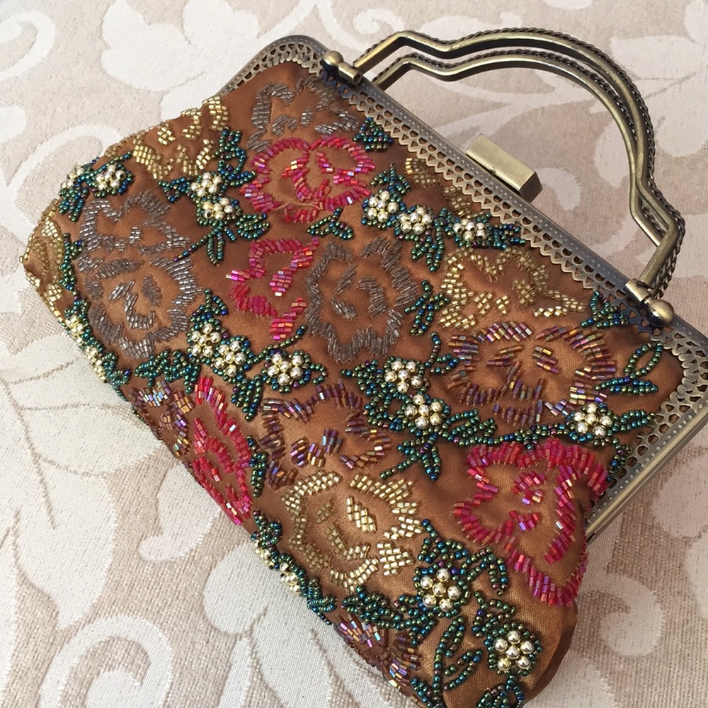 Nordstrom beaded purse vintage style gold